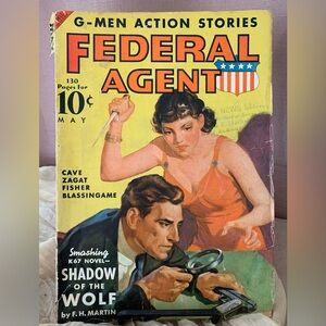 Federal Agent G-Men Action Stories May 1937. Original Harley Davidson Ad Rare!